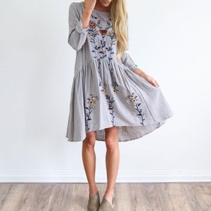 Gray Embroidered Dress/Tunic
